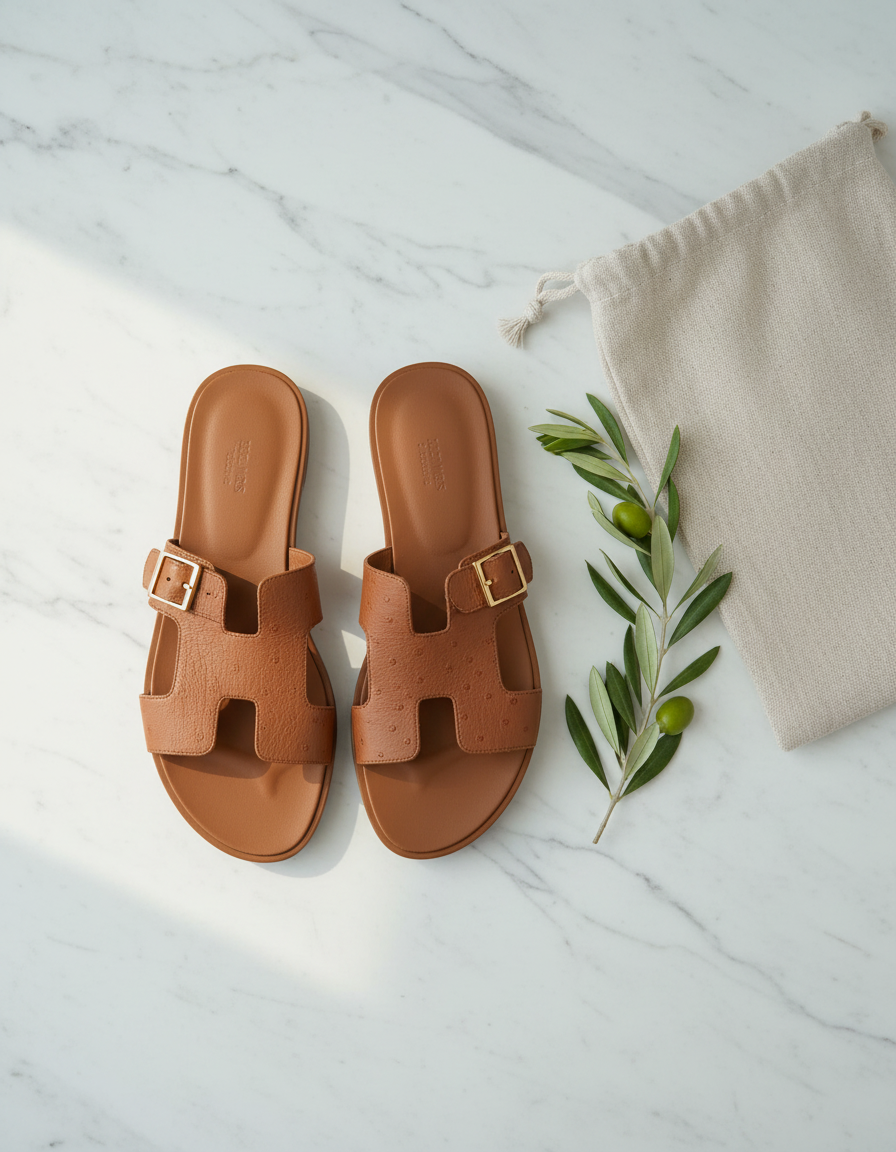 Hermes Santorini — AI на белом мраморе
