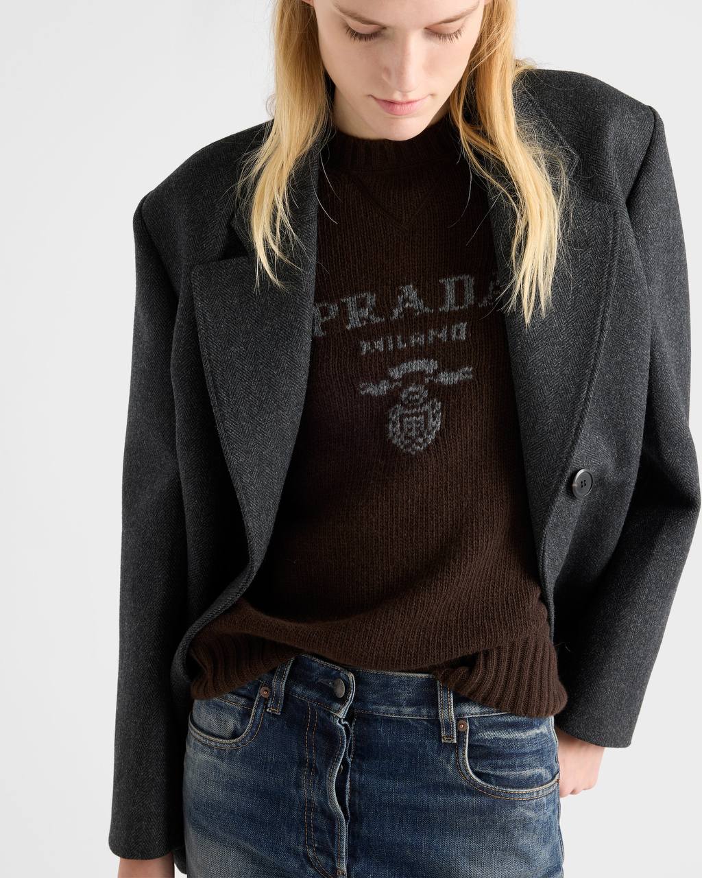 Prada свитер серый — front